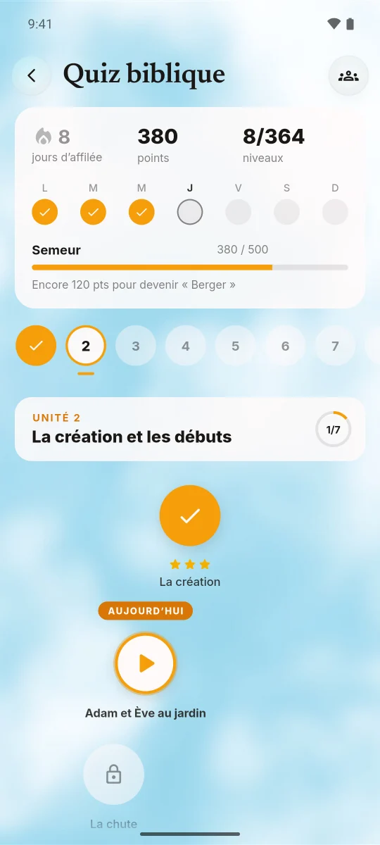 Le parcours du quiz biblique